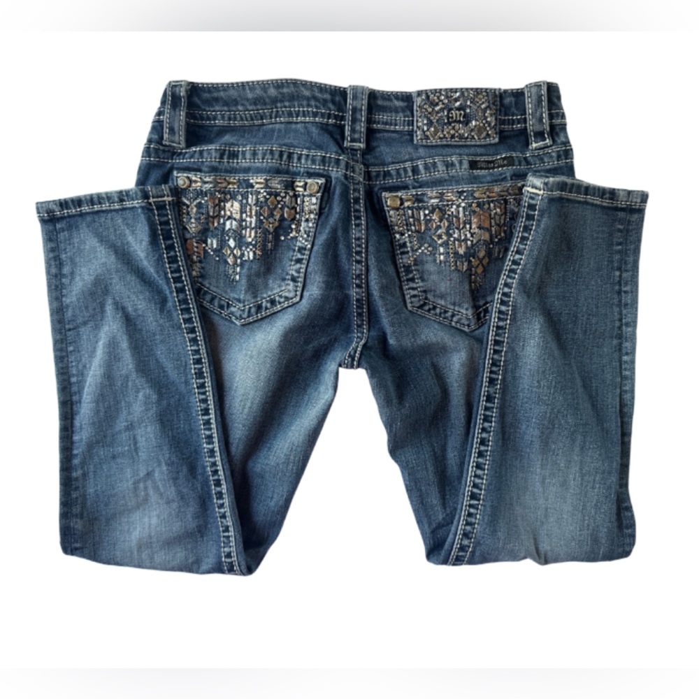 Miss Me Signature Ankle Skinny Jeans with Embellished Pockets - Picture 2 of 8
